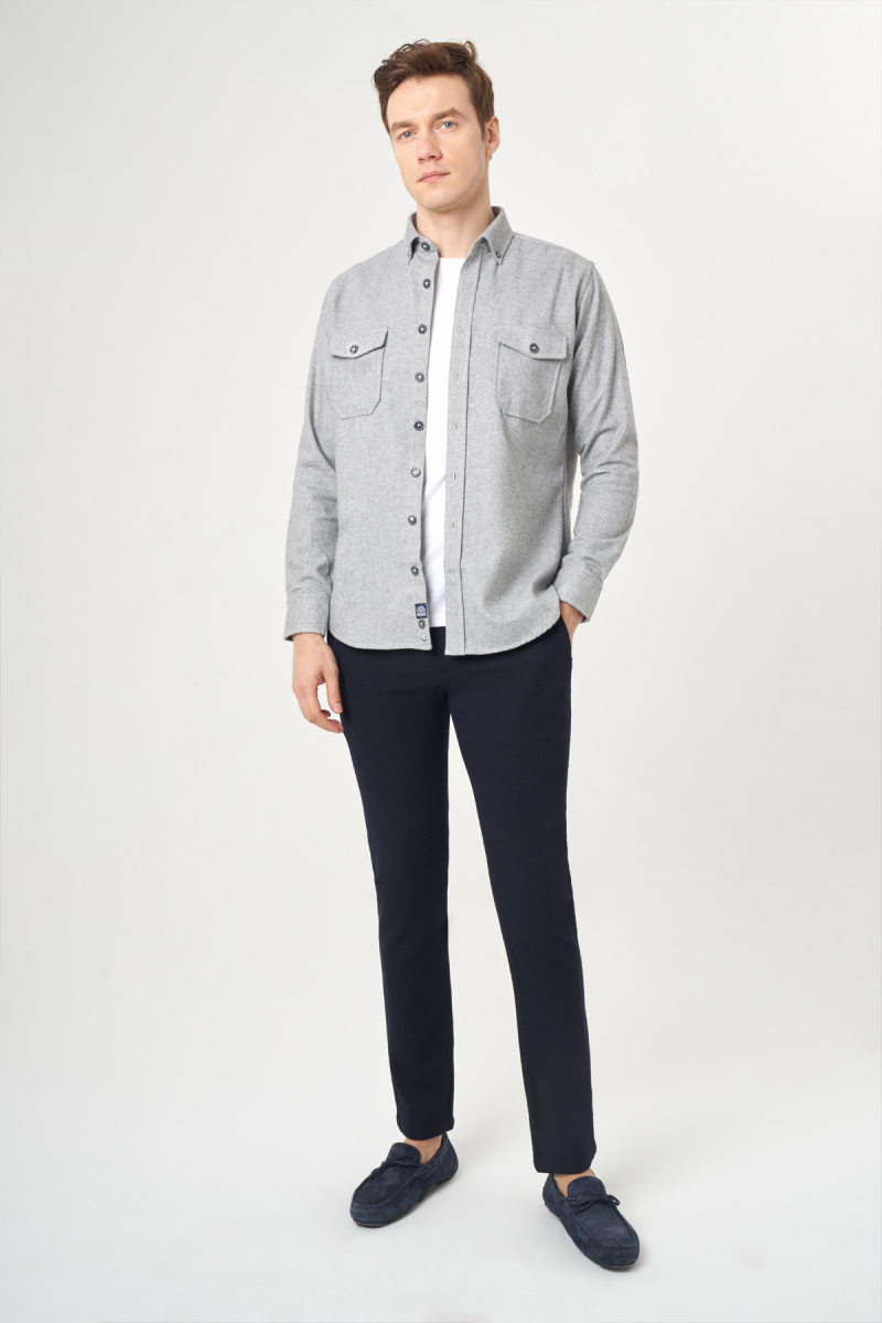 Regular Fit Gri Ekose Oduncu Erkek Gömlek - 4