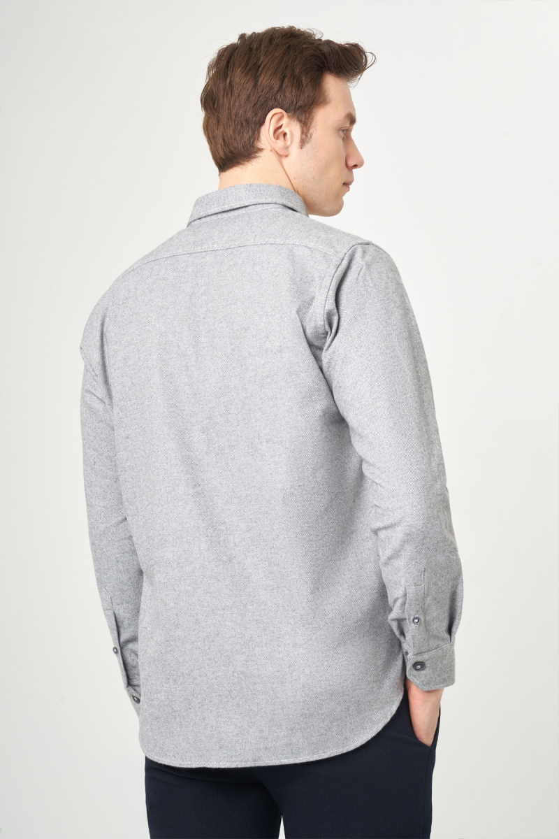 Regular Fit Gri Ekose Oduncu Erkek Gömlek (1)