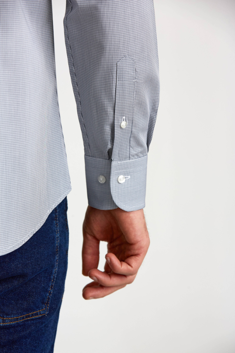 Regular Fit Gri İtalyan Kumaş Erkek Gömlek - 3