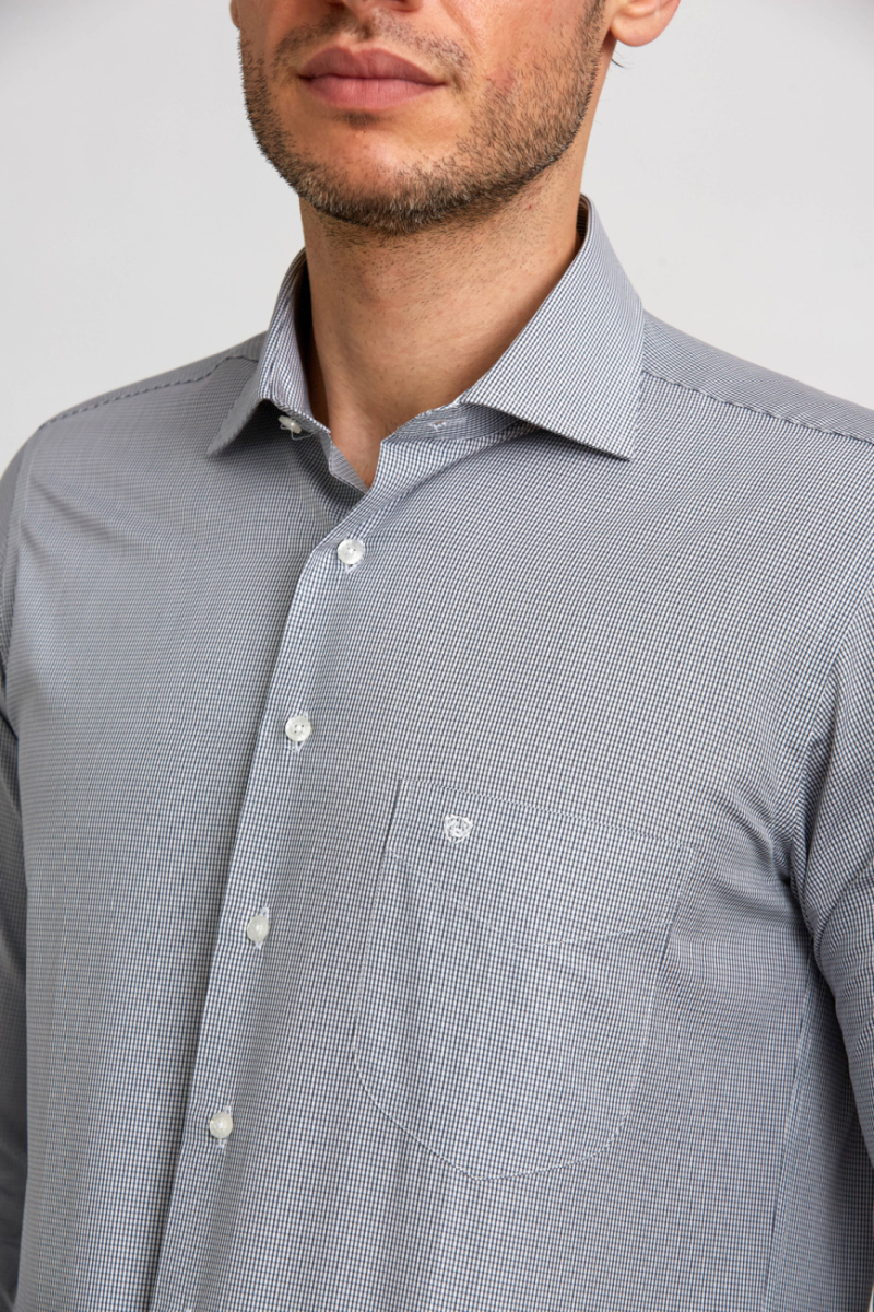 Regular Fit Gri İtalyan Kumaş Erkek Gömlek - 4