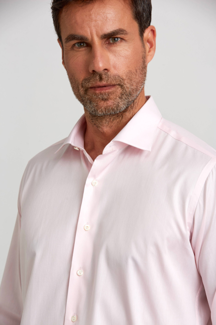 Regular Fit İtalyan Kumaş Platinium Pembe Erkek Gömlek - 5