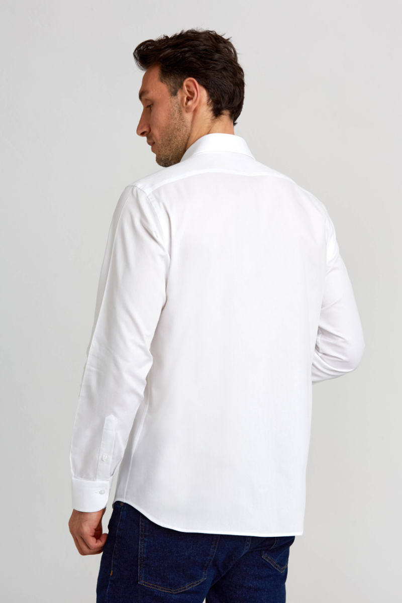 Regular Fit İtalyan Yaka Beyaz Basic Erkek Gömlek (1)