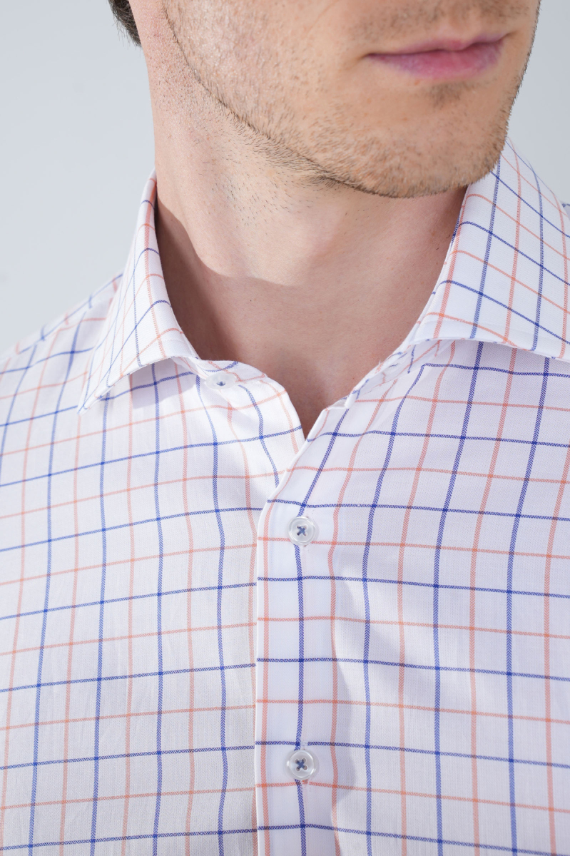 Regular Fit İtalyan Yaka Cepsiz Turuncu Pamuk Erkek Gömlek - 3