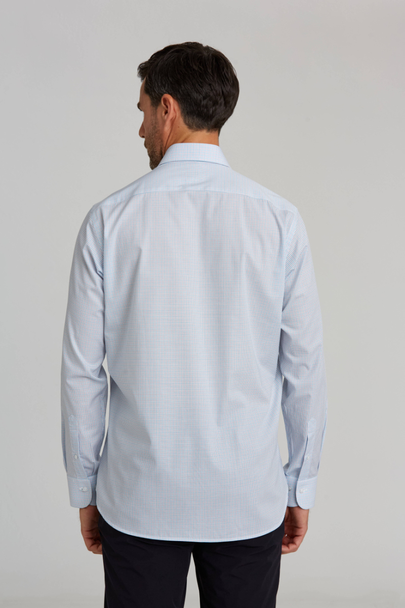Regular Fit İtalyan Yaka Kareli Mavi Erkek Gömlek (1)