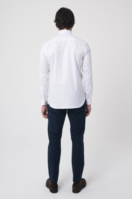 Regular Fit İtalyan Yaka Pamuk Lacivert Erkek Gömlek - 7