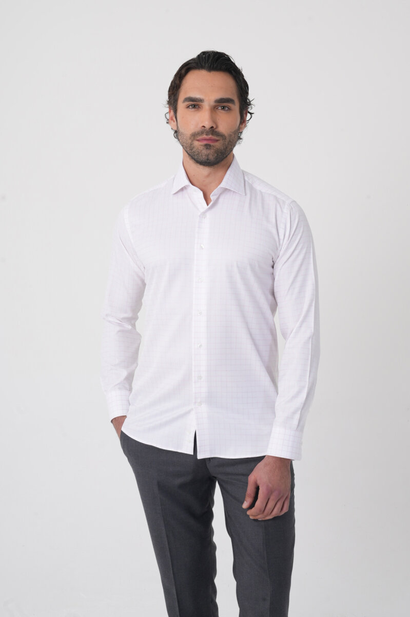 Regular Fit İtalyan Yaka Pamuk Pembe Erkek Gömlek (1)