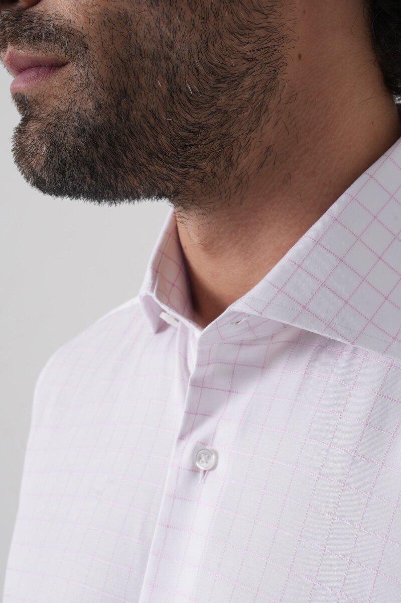 Regular Fit İtalyan Yaka Pamuk Pembe Erkek Gömlek - 6