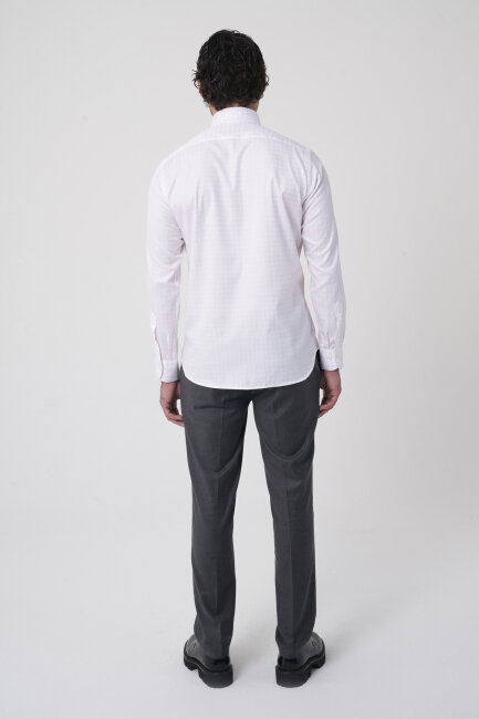 Regular Fit İtalyan Yaka Pamuk Pembe Erkek Gömlek - 5