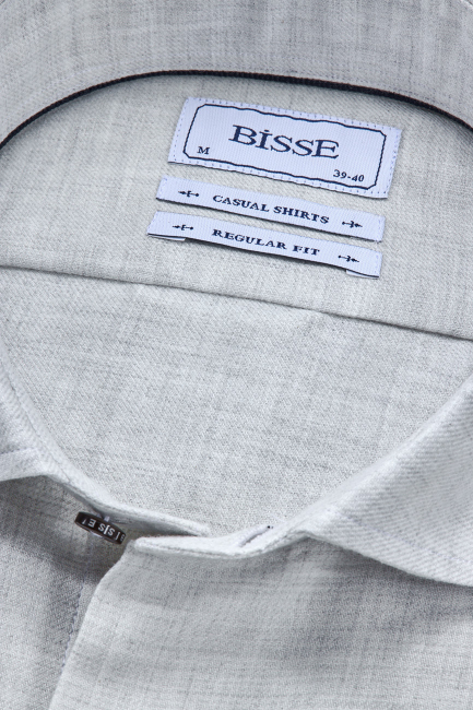 Regular Fit İtalyan Yaka Taş Pamuk Erkek Gömlek - 4