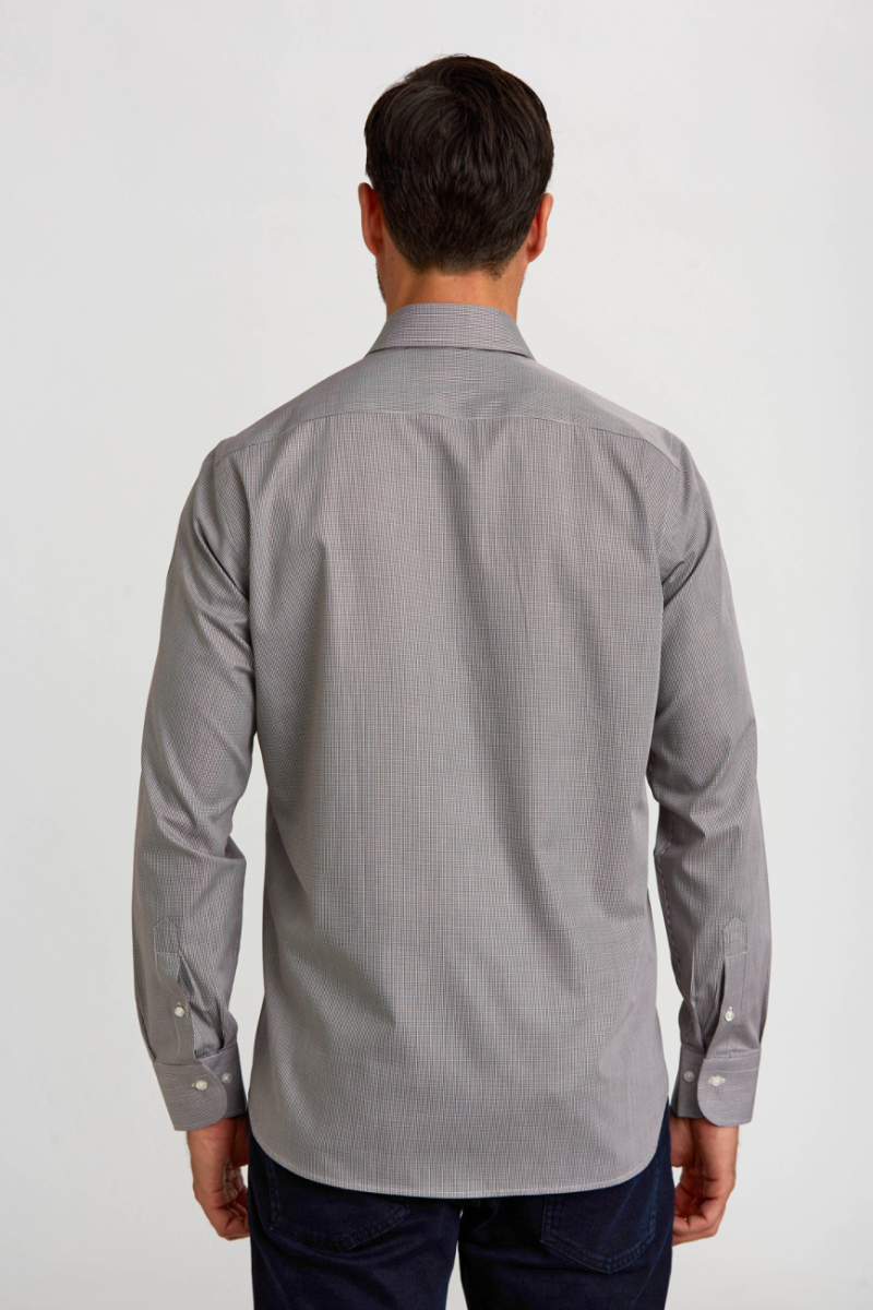 Regular Fit Kahve İtalyan Yaka Klasik Erkek Gömlek (1)