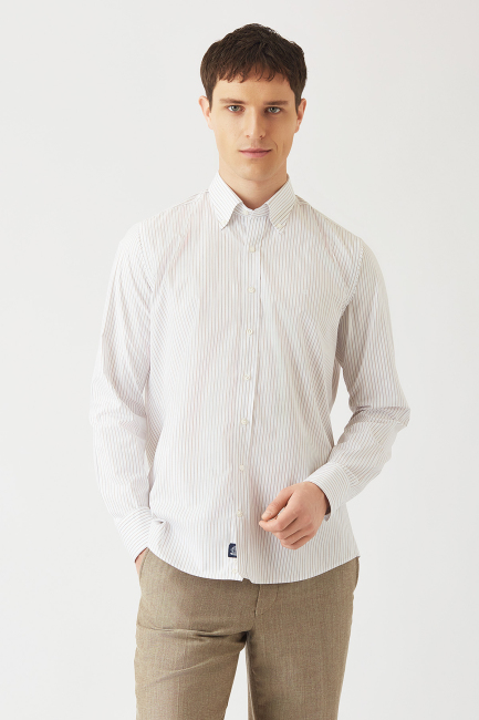 Regular Fit Kahve Spor Erkek Gömlek - 1