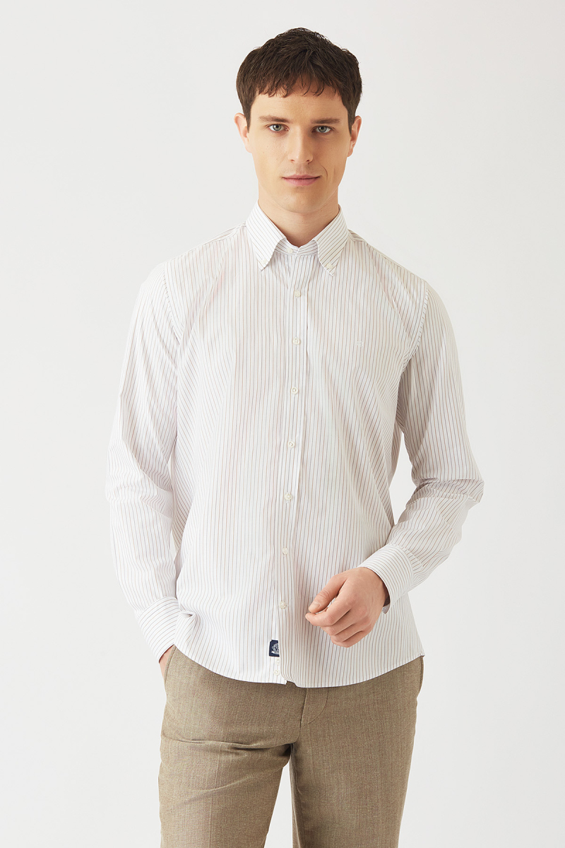 Regular Fit Kahve Spor Erkek Gömlek