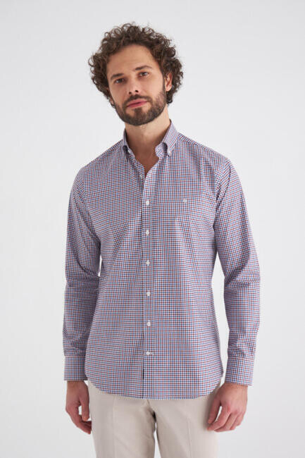 Regular Fit Kırmızı Uzun Kollu Spor Erkek Gömlek