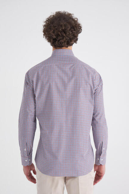 Regular Fit Kırmızı Uzun Kollu Spor Erkek Gömlek - 2