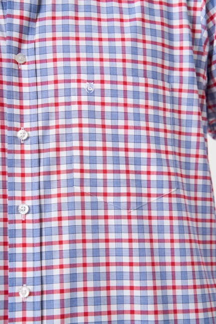 Regular Fit Kırmızı Yazlık Ekose Paşa Yaka Erkek Gömlek - 3