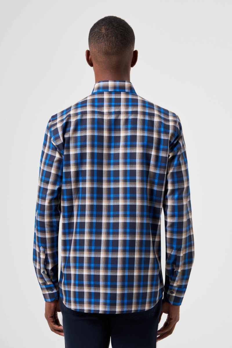 Regular Fit Kışlık Ekose Lacivert Spor Erkek Gömlek (1)