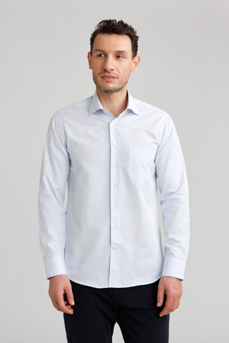 Regular Fit Klasik Açık Mavi Basic Erkek Gömlek