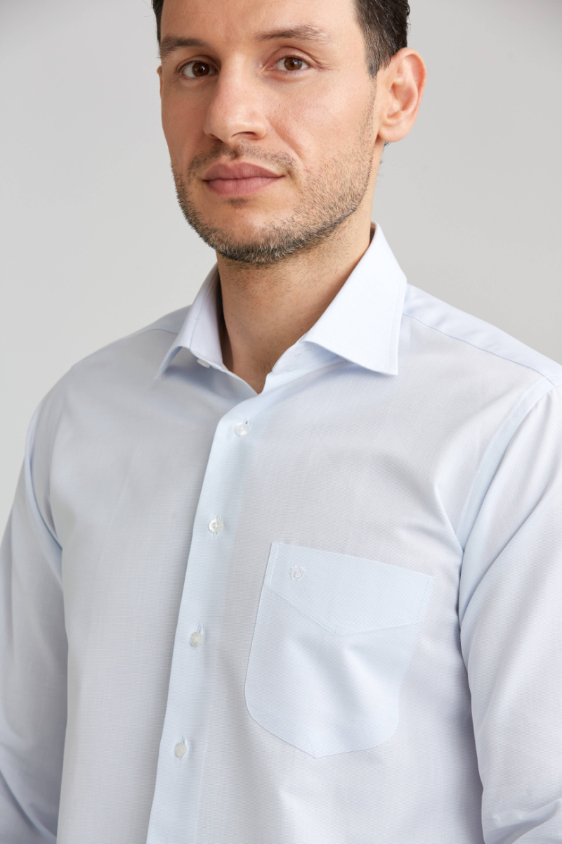 Regular Fit Light Blue Classic Men's Shirt - 3