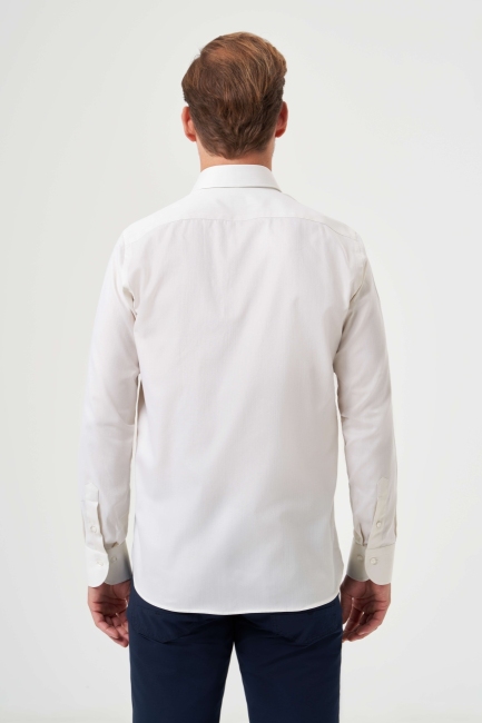 Regular Fit Klasik Ekru Erkek Gömlek - 2