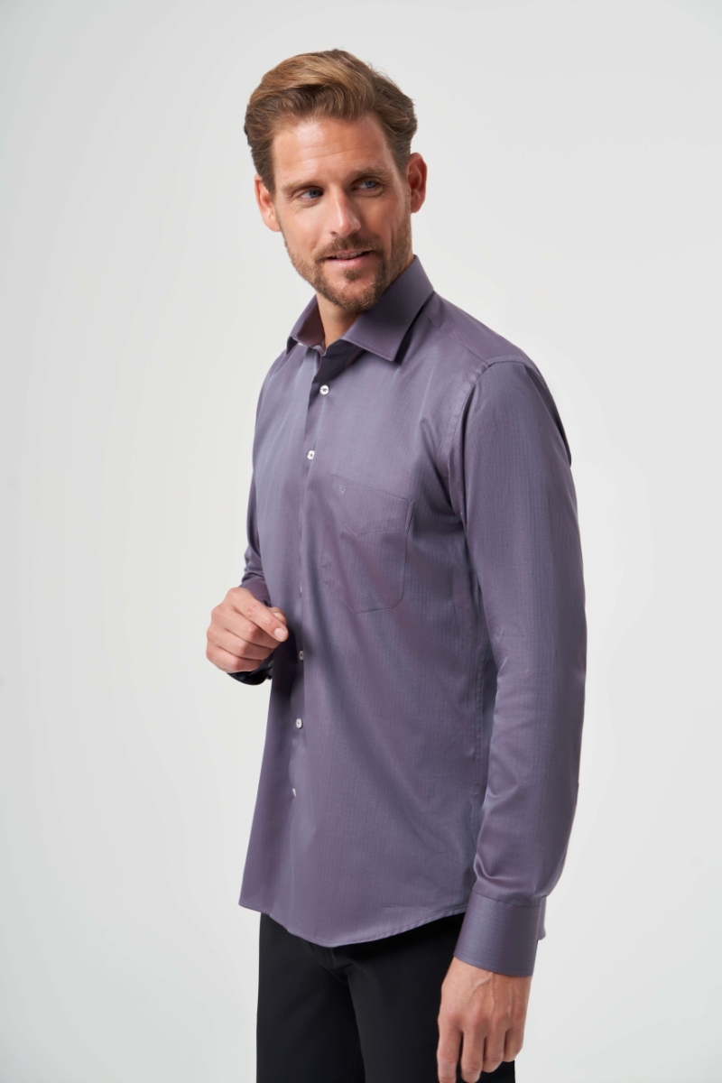 Regular Fit Klasik Füme Erkek Gömlek