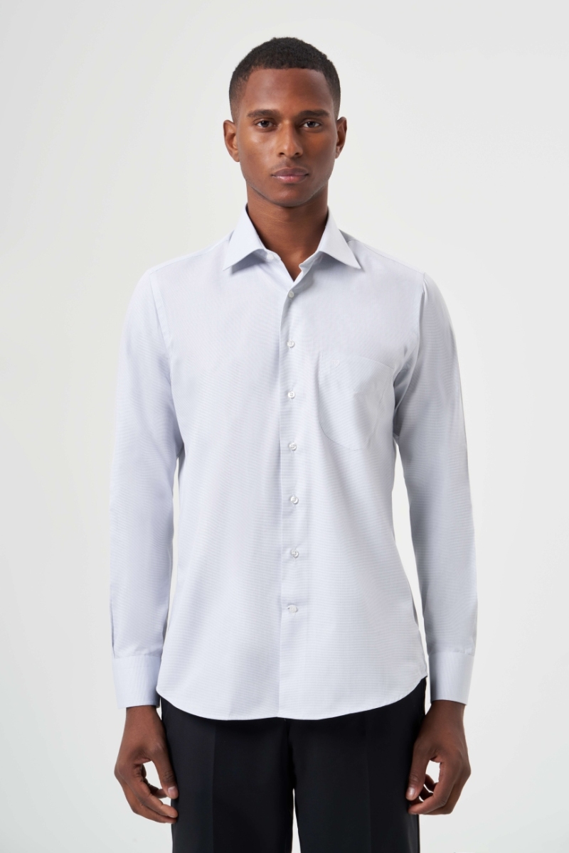 Regular Fit Klasik Gri Erkek Gömlek