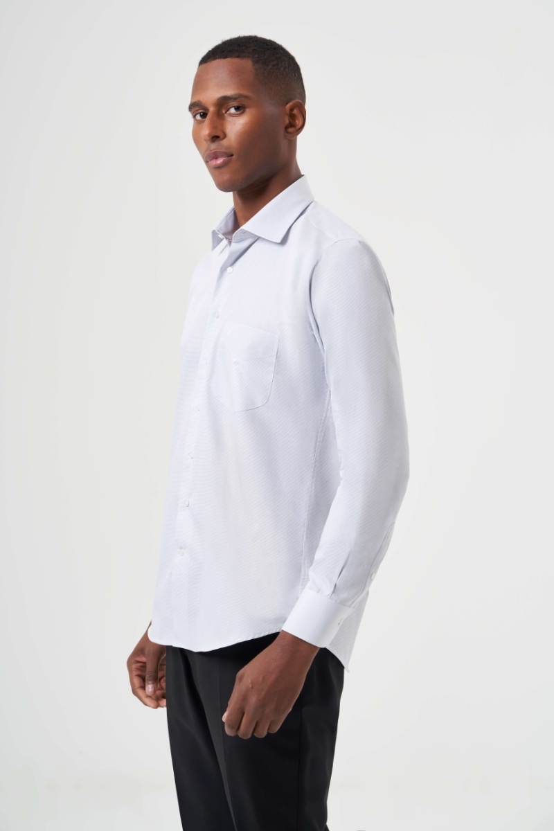 Regular Fit Klasik Gri Erkek Gömlek - 6