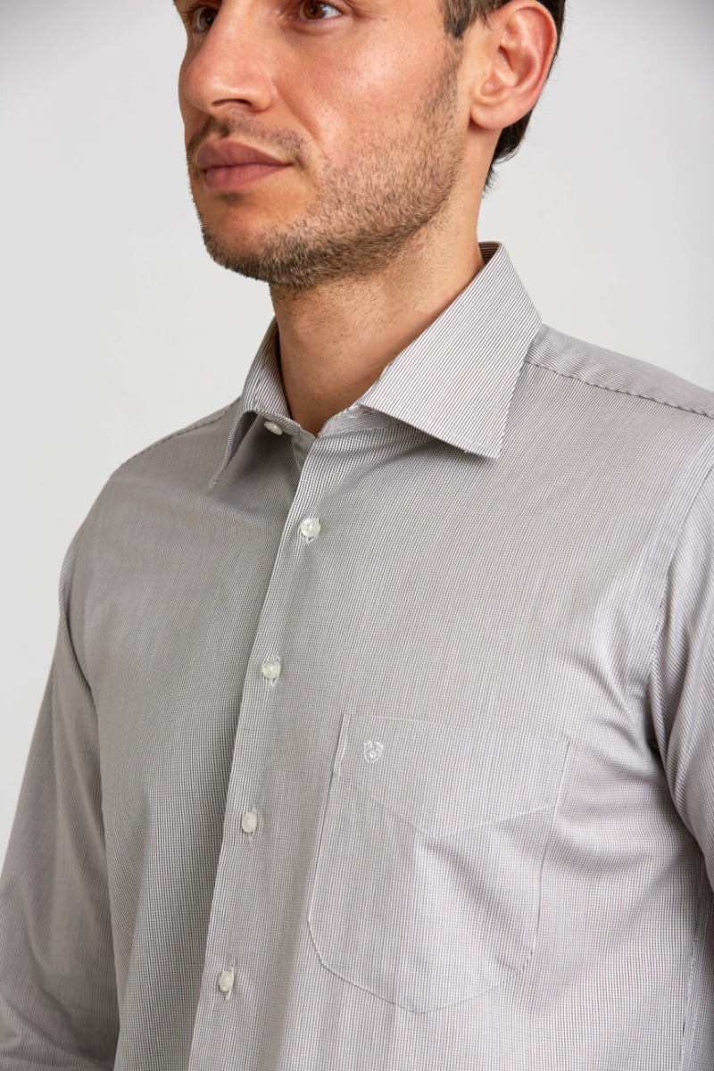 Regular Fit Klasik Kahve Basic Erkek Gömlek - 4
