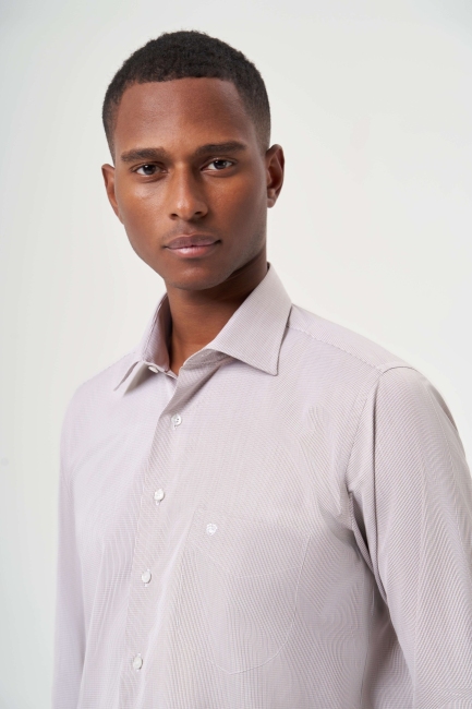 Regular Fit Klasik Kahve Erkek Gömlek - 5