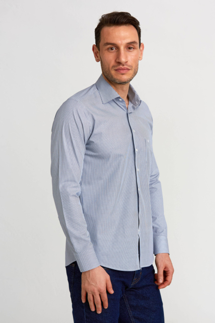 Regular Fit Klasik Lacivert Erkek Gömlek 