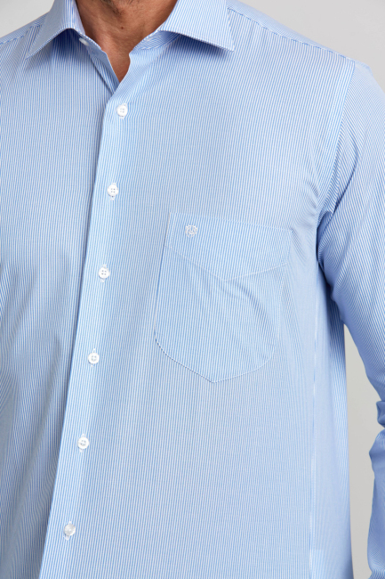 Regular Fit Klasik Mavi Erkek Gömlek - 4