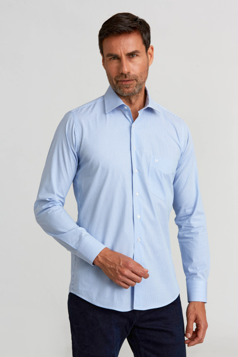 Regular Fit Klasik Mavi Erkek Gömlek