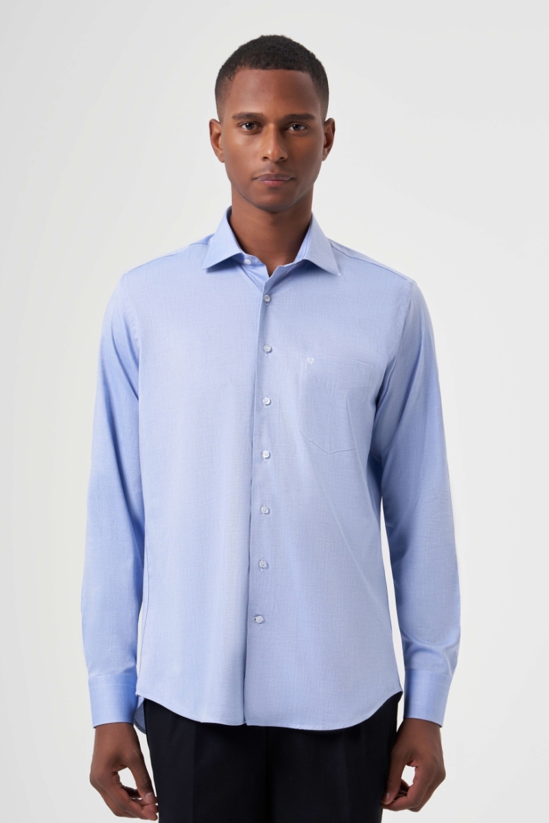 Regular Fit Klasik Mavi Oxford Erkek Gömlek