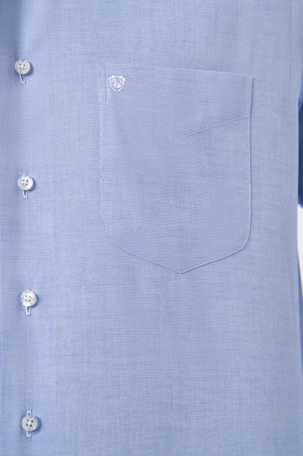 Regular Fit Klasik Mavi Oxford Erkek Gömlek - 3