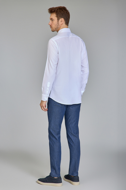 Regular Fit Klasik Spor Yaka Beyaz Erkek Gömlek - 6