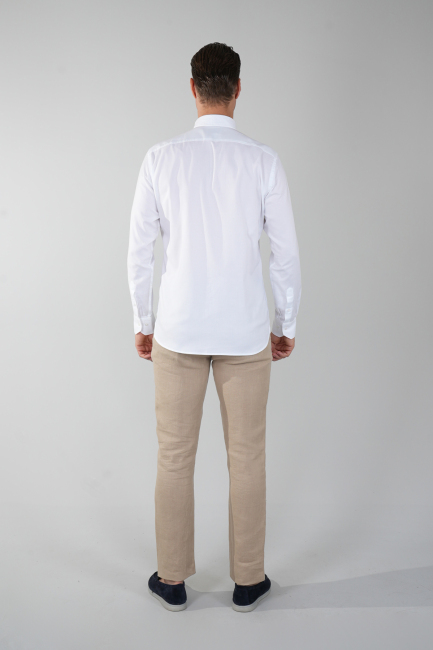 Regular Fit  Klasik Tek Cep Beyaz Erkek Gömlek (1)