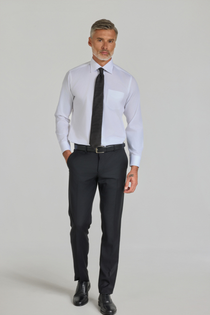 Regular Fit Klasik Yaka Beyaz Pamuk Erkek Gömlek - 2