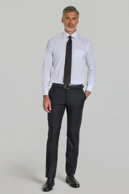 Regular Fit Klasik Yaka Beyaz Pamuk Erkek Gömlek - 5