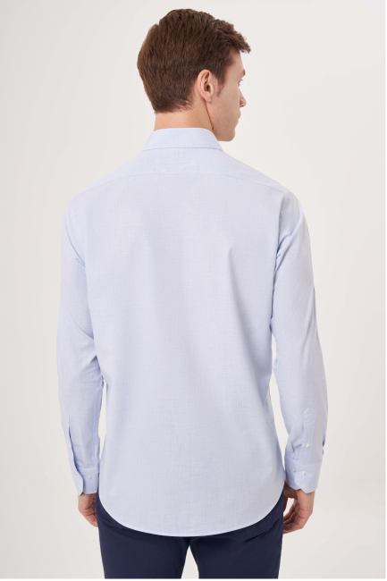 Regular Fit Kol İçi Apoletli Açık Mavi Spor Erkek Gömlek - 2