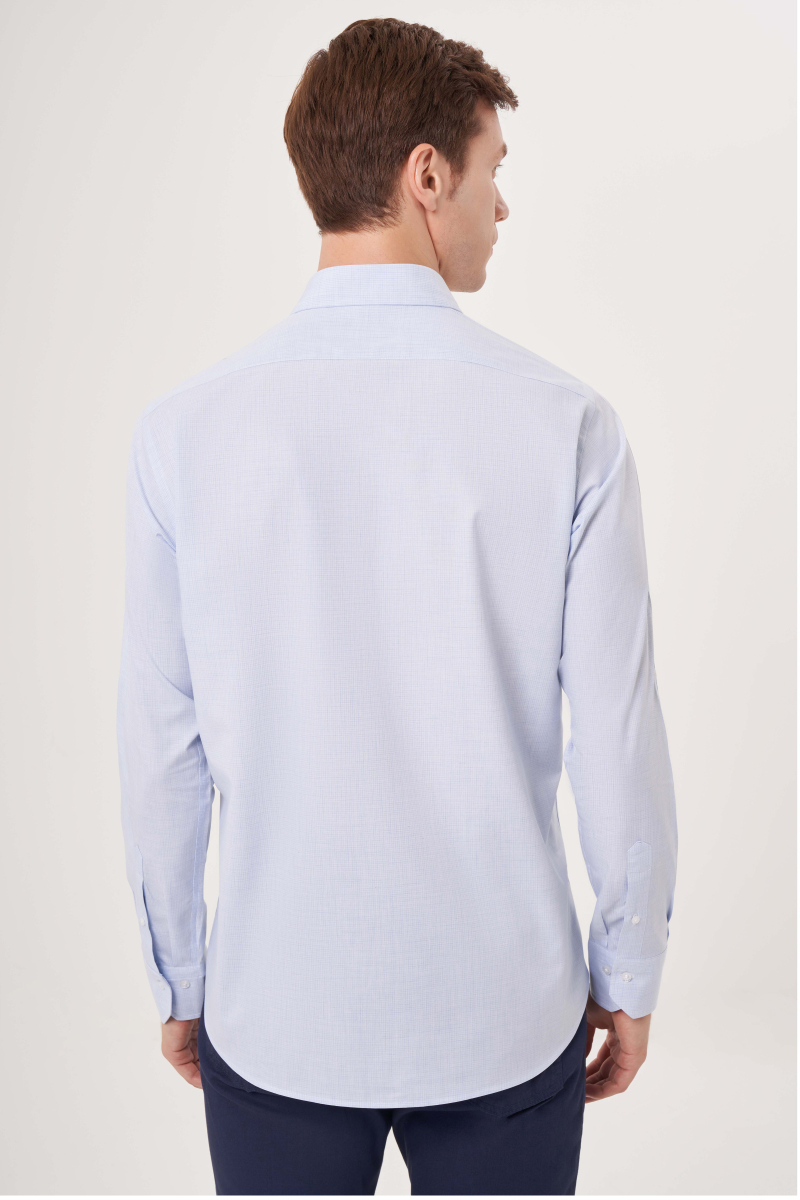 Regular Fit Kol İçi Apoletli Açık Mavi Spor Erkek Gömlek (1)