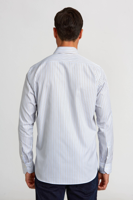 Regular Fit Blue Striped Men's Shirt - 2