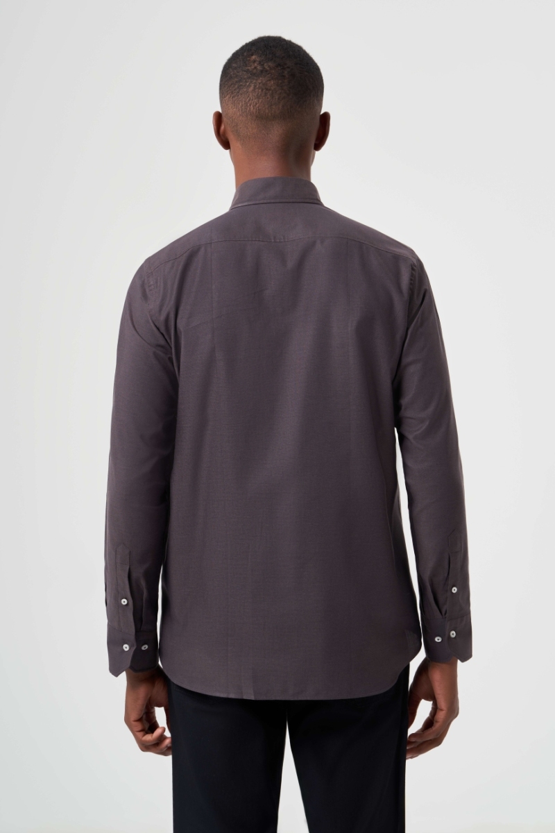 Regular Fit Koyu Kahve Basic Erkek Gömlek (1)