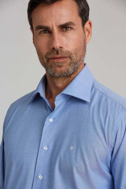 Regular Fit Koyu Mavi Basic Klasik Erkek Gömlek - 5