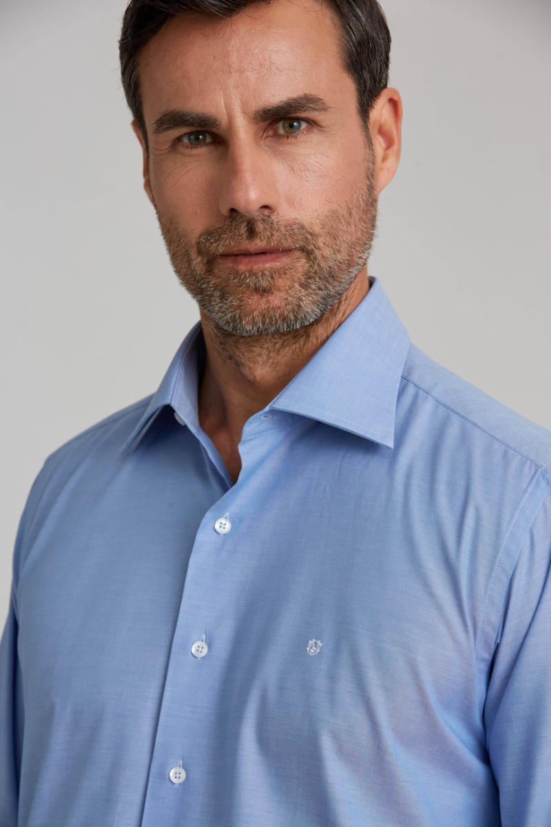 Regular Fit Koyu Mavi Basic Klasik Erkek Gömlek - 5