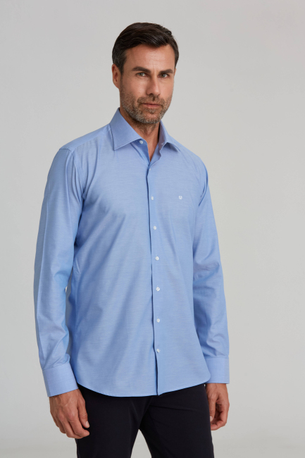 Regular Fit Koyu Mavi Basic Klasik Erkek Gömlek - 1