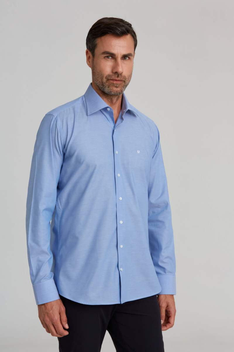 Regular Fit Koyu Mavi Basic Klasik Erkek Gömlek