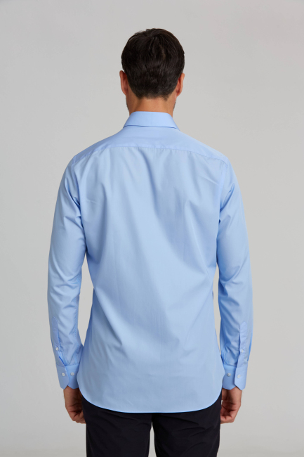 Regular Fit Koyu Mavi Klasik Pamuk Erkek Gömlek - 2