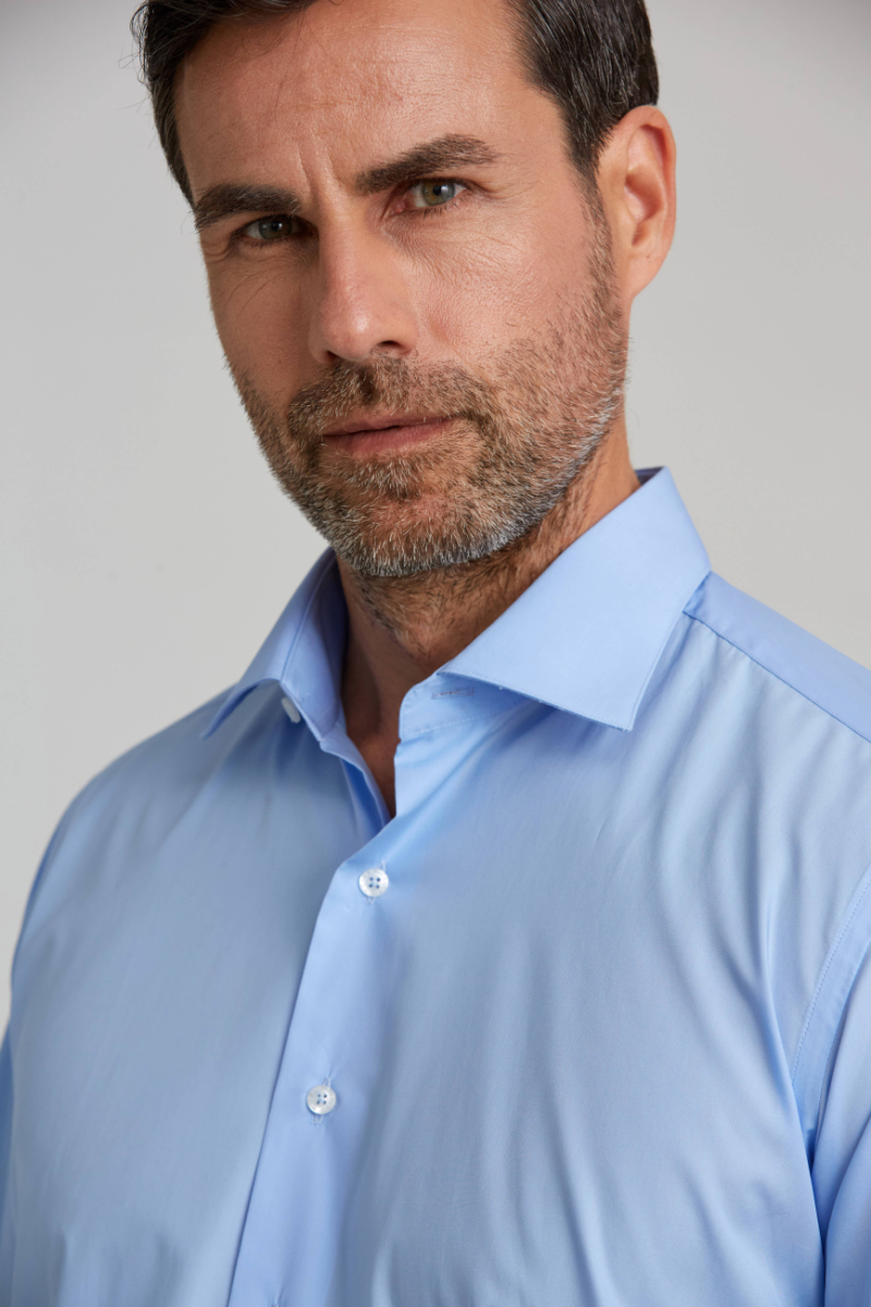 Regular Fit Koyu Mavi Klasik Pamuk Erkek Gömlek - 4