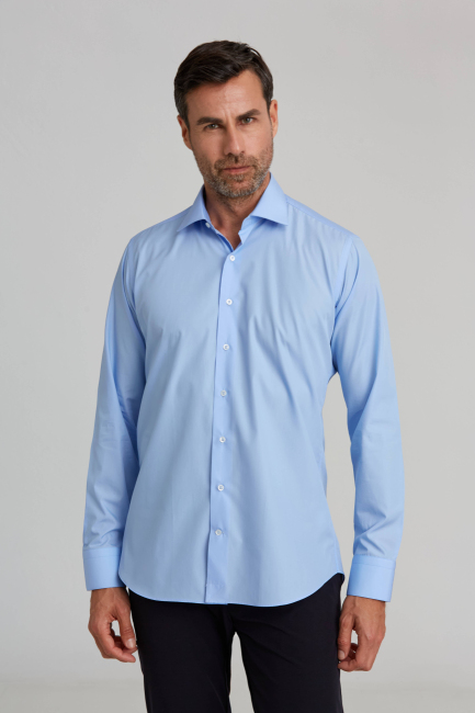 Regular Fit Koyu Mavi Klasik Pamuk Erkek Gömlek - 1