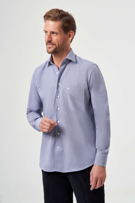 Regular Fit Lacivert Basic Klasik Erkek Gömlek - 1