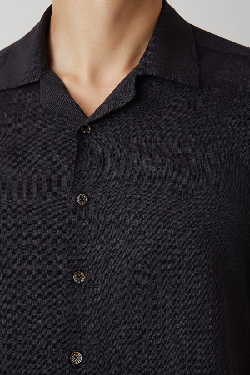 Regular Fit Lacivert Kısa Kollu Basic Erkek Gömlek - 3